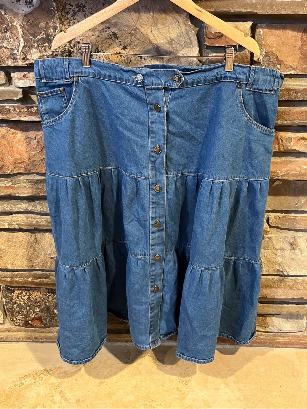 The Pyramid Collection Denim Tiered Button-Front Skirt